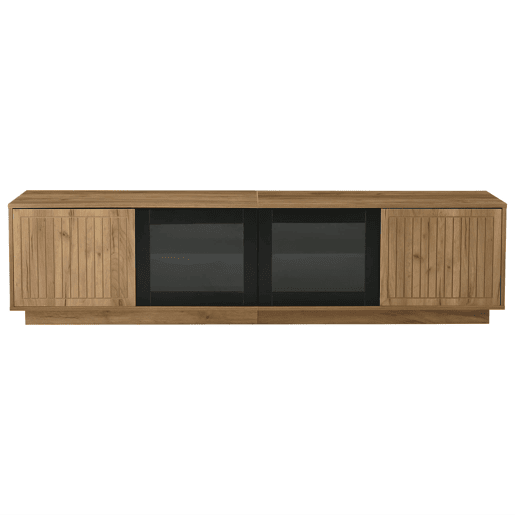 Móvel de TV 180x40x45 cm - Lowboard com LED, 2 armários, até 75 - Natural