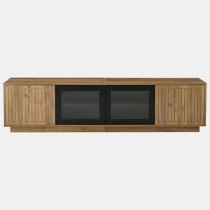 Móvel de TV 180x40x45 cm - Lowboard com LED, 2 armários, até 75 - Natural