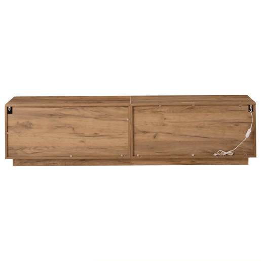 Móvel de TV 180x40x45 cm - Lowboard com LED, 2 armários, até 75 - Natural