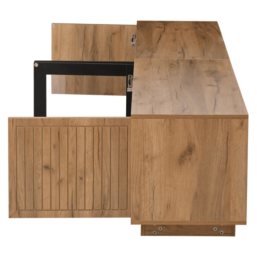 Móvel de TV 180x40x45 cm - Lowboard com LED, 2 armários, até 75 - Natural