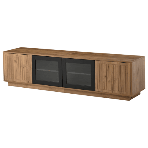 Móvel de TV 180x40x45 cm - Lowboard com LED, 2 armários, até 75 - Natural