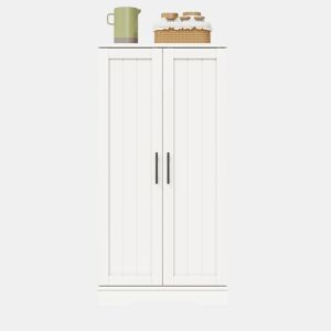 Aparador 120x60x40 cm - Com luz LED, 2 portas, prateleiras ajustáveis, branco
