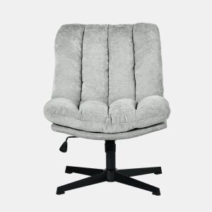 Cadeira Escritório Giratória Reclinável Em Tecido Cinza Claro Com Assento Espesso E Encosto Acolchoado, Altura Regulável, Rotação 360 Graus E Design Sem Braços, Ideal Para Escritório, Estudo Ou Home Office