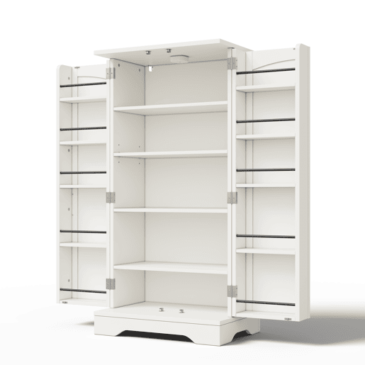 Aparador 120x60x40 cm - Com luz LED, 2 portas, prateleiras ajustáveis - Branco