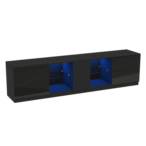 Móvel de TV 160x40x52 cm - Lowboard com LED, alto brilho, para 65 - Preto Móvel de TV 160x40x52 cm - Lowboard com LED, alto brilho, para 65 - Preto