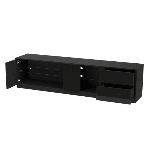 Móvel de TV 160x40x52 cm - Lowboard com LED, alto brilho, para 65 - Preto Móvel de TV 160x40x52 cm - Lowboard com LED, alto brilho, para 65 - Preto