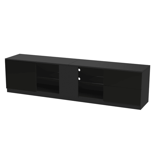 Móvel de TV 160x40x52 cm - Lowboard com LED, alto brilho, para 65 - Preto Móvel de TV 160x40x52 cm - Lowboard com LED, alto brilho, para 65 - Preto