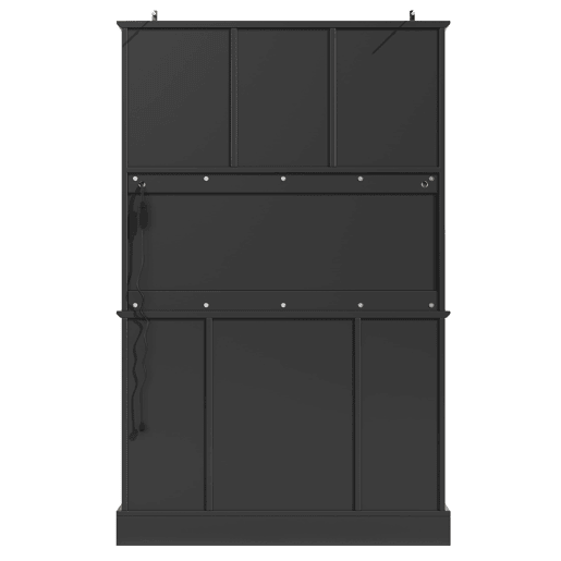 Aparador 115x40x180 cm - Com iluminação LED, controlo por aplicação, 4 portas, 5 gavetas - Preto, Natural