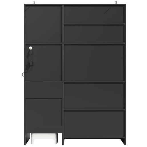 Aparador 130x45x180 cm - Armário alto com portas de vidro e LED - Preto