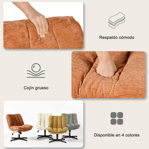 Cadeira Escritório Giratória Reclinável Em Tecido Vermelho Com Assento Espesso E Encosto Acolchoado, Altura Regulável, Rotação 360 Graus E Design Sem Braços, Ideal Para Escritório, Estudo Ou Home Office