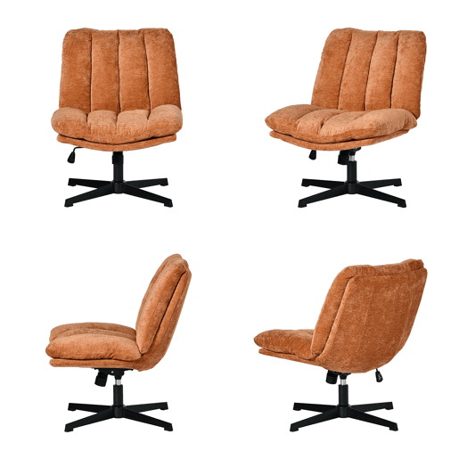 Cadeira Escritório Giratória Reclinável Em Tecido Vermelho Com Assento Espesso E Encosto Acolchoado, Altura Regulável, Rotação 360 Graus E Design Sem Braços, Ideal Para Escritório, Estudo Ou Home Office