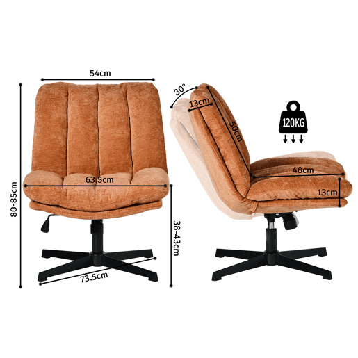 Cadeira Escritório Giratória Reclinável Em Tecido Vermelho Com Assento Espesso E Encosto Acolchoado, Altura Regulável, Rotação 360 Graus E Design Sem Braços, Ideal Para Escritório, Estudo Ou Home Office