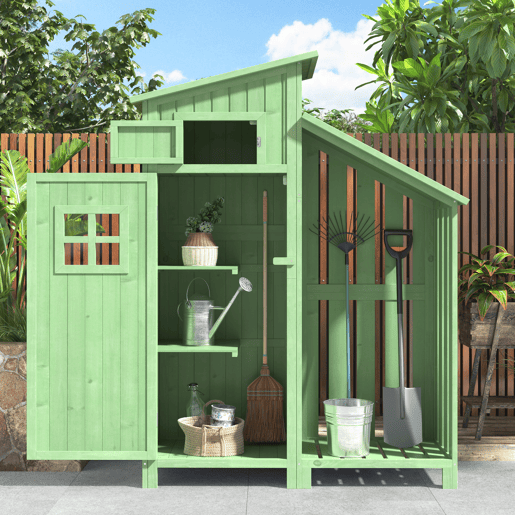 Casinha de jardim 124x46x174 cm - Adequada para jardins pequenos - Verde