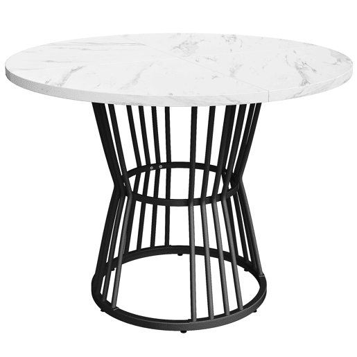 Mesa de jantar 1 peça - Mesa de cozinha com estrutura metálica, estilo moderno com acabamento em mármore - Preto