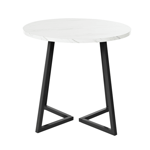 Mesa redonda 1 peça - Mesa de cozinha com estrutura metálica única - Branco Preto