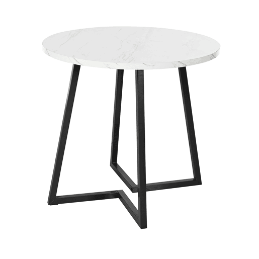 Mesa redonda 1 peça - Mesa de cozinha com estrutura metálica única - Branco Preto