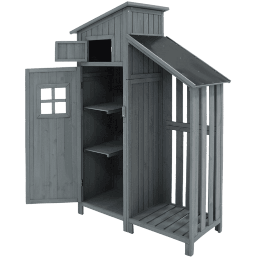 Casinha de jardim 124x46x174 cm - Para jardins pequenos - Cinza