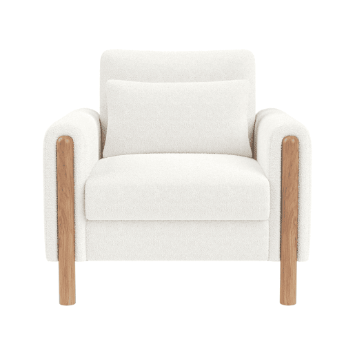 Poltrona moderna com braços - Poltrona individual com almofada grossa, acolchoada e macia - Branca Poltrona moderna com braços - Poltrona individual com almofada grossa, acolchoada e macia - Branca