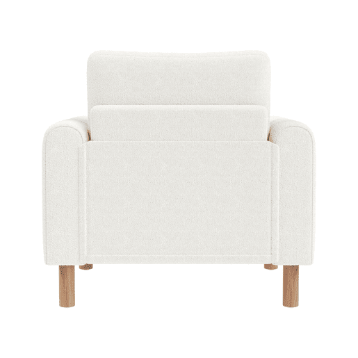 Poltrona moderna com braços - Poltrona individual com almofada grossa, acolchoada e macia - Branca Poltrona moderna com braços - Poltrona individual com almofada grossa, acolchoada e macia - Branca