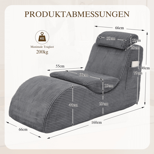 Poltrona ergonómica - design exclusivo, espuma de compressão, capa removível - Cinza escuro