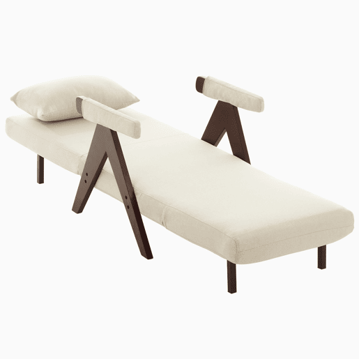 Poltrona 3 em 1 - convertível em cama individual, cadeira reclinável, cadeira de sala, sofá com função de cama, cor bege