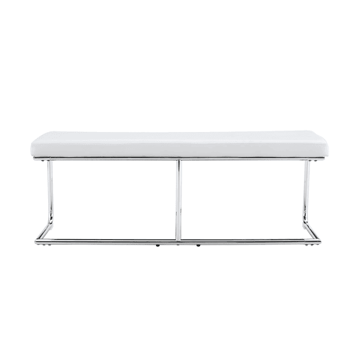 Banco de couro 130 cm - Moderno com estrutura cromada - Branco