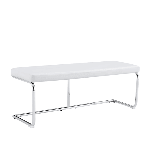Banco de couro 130 cm - Moderno com estrutura cromada - Branco