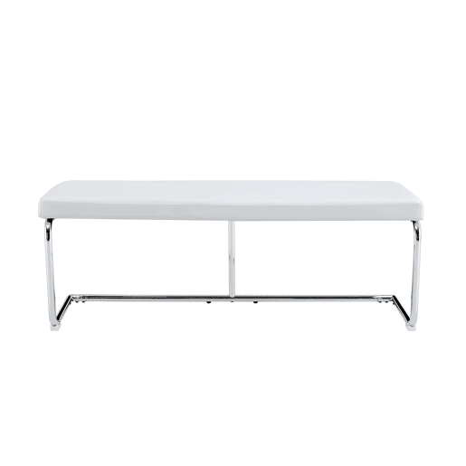 Banco de couro 130 cm - Moderno com estrutura cromada - Branco