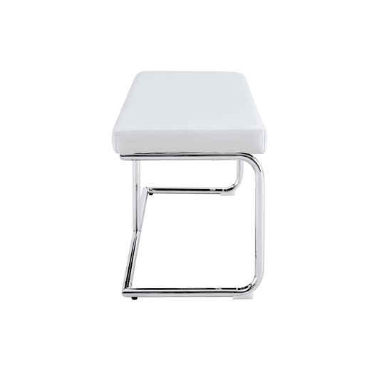Banco de couro 130 cm - Moderno com estrutura cromada - Branco