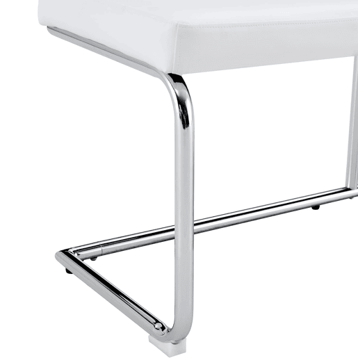 Banco de couro 130 cm - Moderno com estrutura cromada - Branco