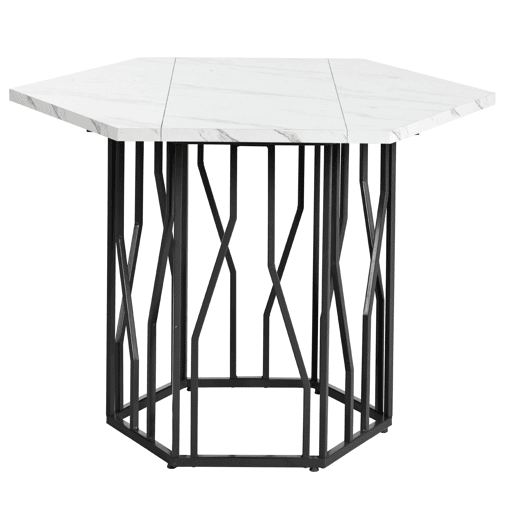 Mesa de jantar moderna - forma hexagonal - estrutura metálica preta - cor Black White