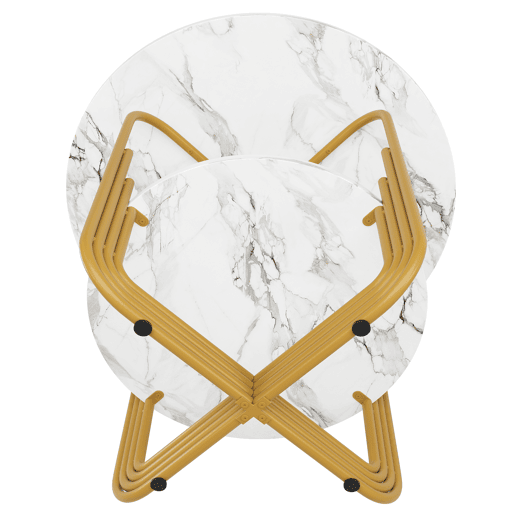 Mesa redonda 80x80 cm - Mesa de jantar, mesa de café para 4 pessoas, com pequena placa redonda no centro para arrumação - Branco