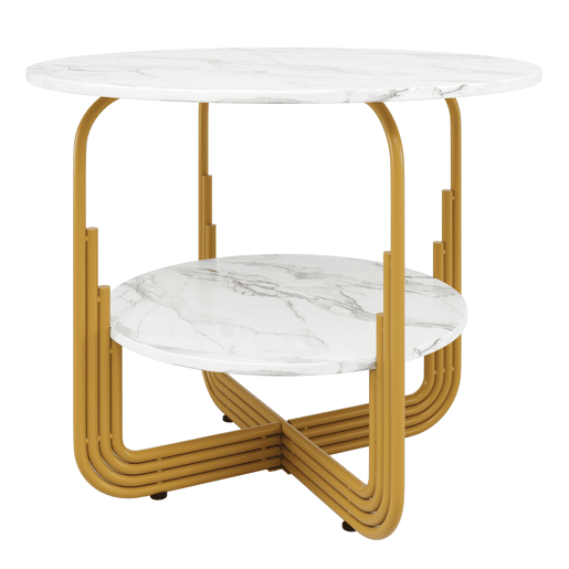 Mesa redonda 80x80 cm - Mesa de jantar, mesa de café para 4 pessoas, com pequena placa redonda no centro para arrumação - Branco