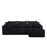 Sofá modular de 3 lugares - Chaise longue, 5 almofadas, bolsos, suporte para bebidas, espuma densa - Preto