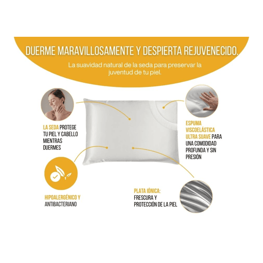 Almofada anti-idade de espuma viscoelástica SOIE DE PEAU com fronha de seda 22 momme
