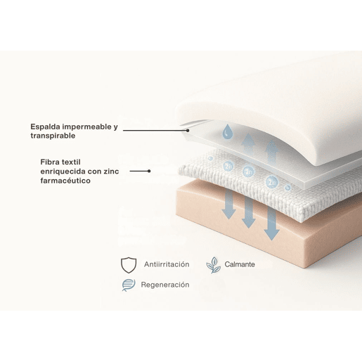 Almofada de espuma viscoelástica para pele sensível DERMAZEN com zinco e TencelSmartcel