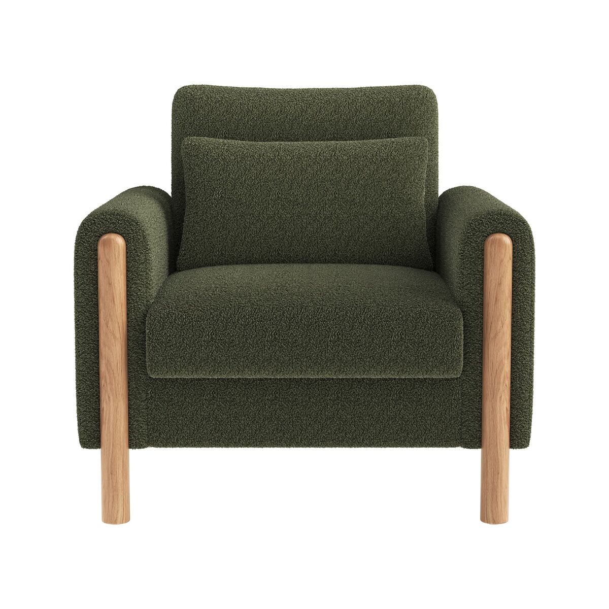 Silla moderna con reposabrazos - sillón individual cómodo con cojín grueso - verde
