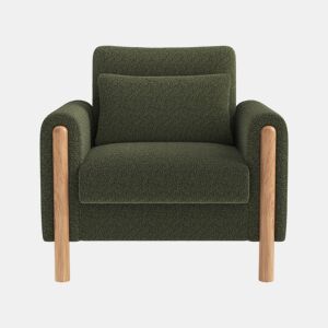 Cadeira moderna com braços - Poltrona individual confortável com almofada grossa - Verde