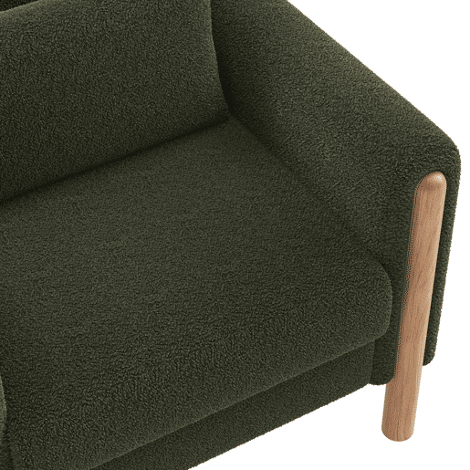 Cadeira moderna com braços - Poltrona individual confortável com almofada grossa - Verde