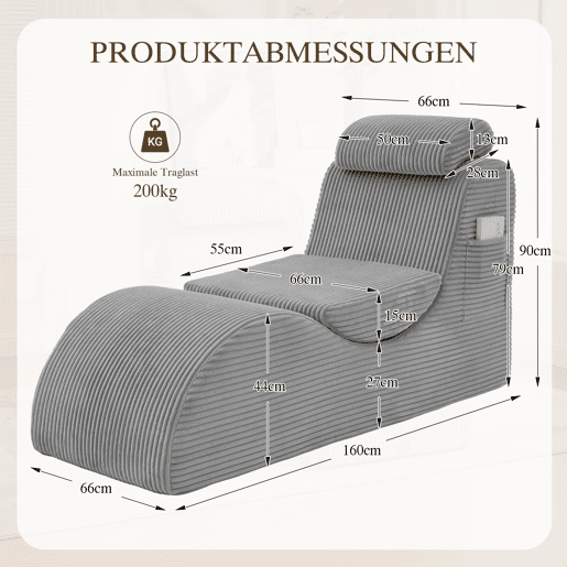 Poltrona ergonómica moderna - Design exclusivo, almofada removível, espuma de alta elasticidade - Cinza claro