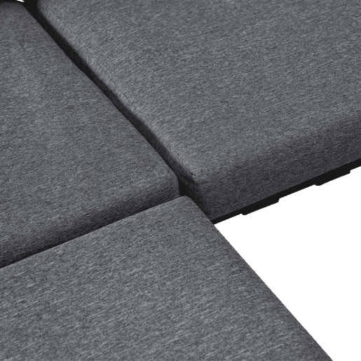 Conjunto de móveis de jardim - Sofá + Mesa de centro + Pufe - Estrutura em aço galvanizado, mesa em vidro - Cinza
