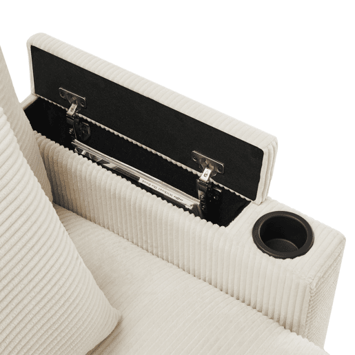 Sofá de canto convertível para 4 pessoas - apoios de braços, apoio para os pés, USB, 2 almofadas - Bege