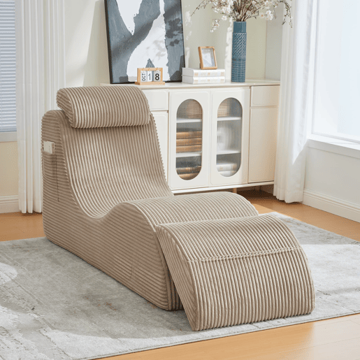 Poltrona ergonómica moderna - Design exclusivo, espuma de compressão, capa removível, bolso lateral - Caqui