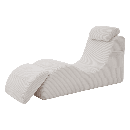 Poltrona moderna - Design ergonómico, espuma de alta elasticidade, capa removível, com bolso lateral - Bege