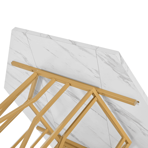 Mesa de jantar moderna - 6 lados - Estrutura metálica - Cor dourada