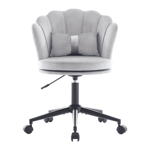 Cadeira para vestir - Design moderno - Encosto em forma de pétalas, almofada lombar em forma de borboleta, altura ajustável, almofada macia - Cinza