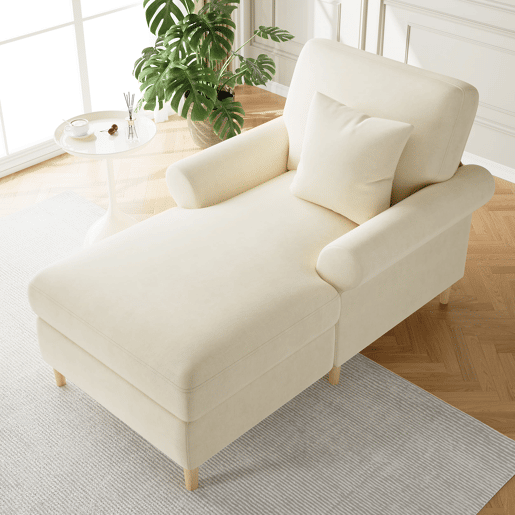 Poltrona Relax XXL - Poltrona reclinável, confortável, com estofamento em veludo - Bege