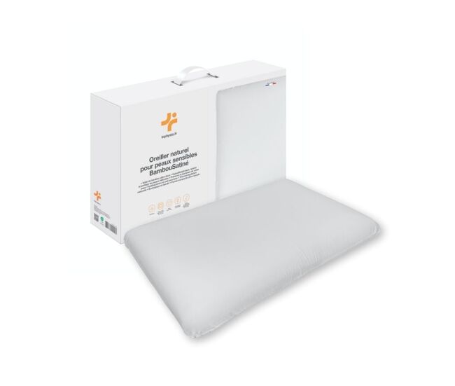 Almohada viscoelástica para piel sensible bambousatiné con funda de satén de bambú