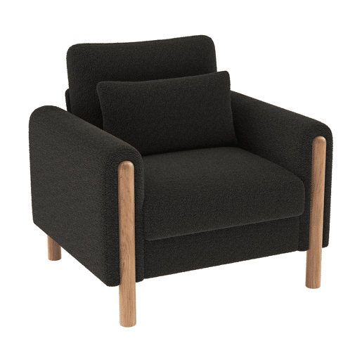 Poltrona moderna de 1 lugar - Almofada espessa, confortável, macia, para sala, escritório ou quarto - Cinza Poltrona moderna de 1 lugar - Almofada espessa, confortável, macia, para sala, escritório ou quarto - Cinza