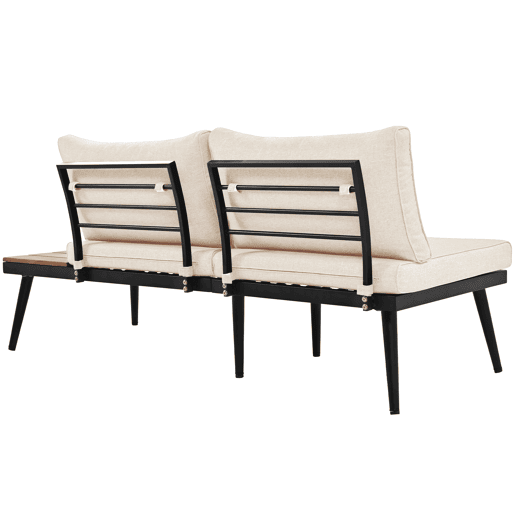 Conjunto de cadeiras de jardim 6 peças - Móveis de jardim, 2 sofás de 2 lugares, 2 cadeiras individuais, 2 mesas - Bege